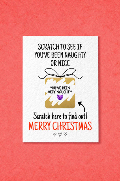 Funny Christmas Scratch Card, Naughty Or Nice Reveal, Santa Gift Idea, Novelty Greeting For Partner