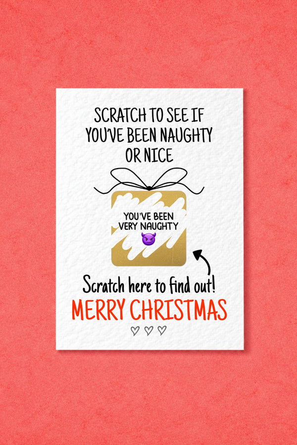 Funny Christmas Scratch Card, Naughty Or Nice Reveal, Santa Gift Idea, Novelty Greeting For Partner