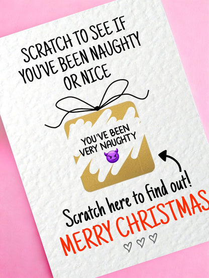 Funny Christmas Scratch Card, Naughty Or Nice Reveal, Santa Gift Idea, Novelty Greeting For Partner