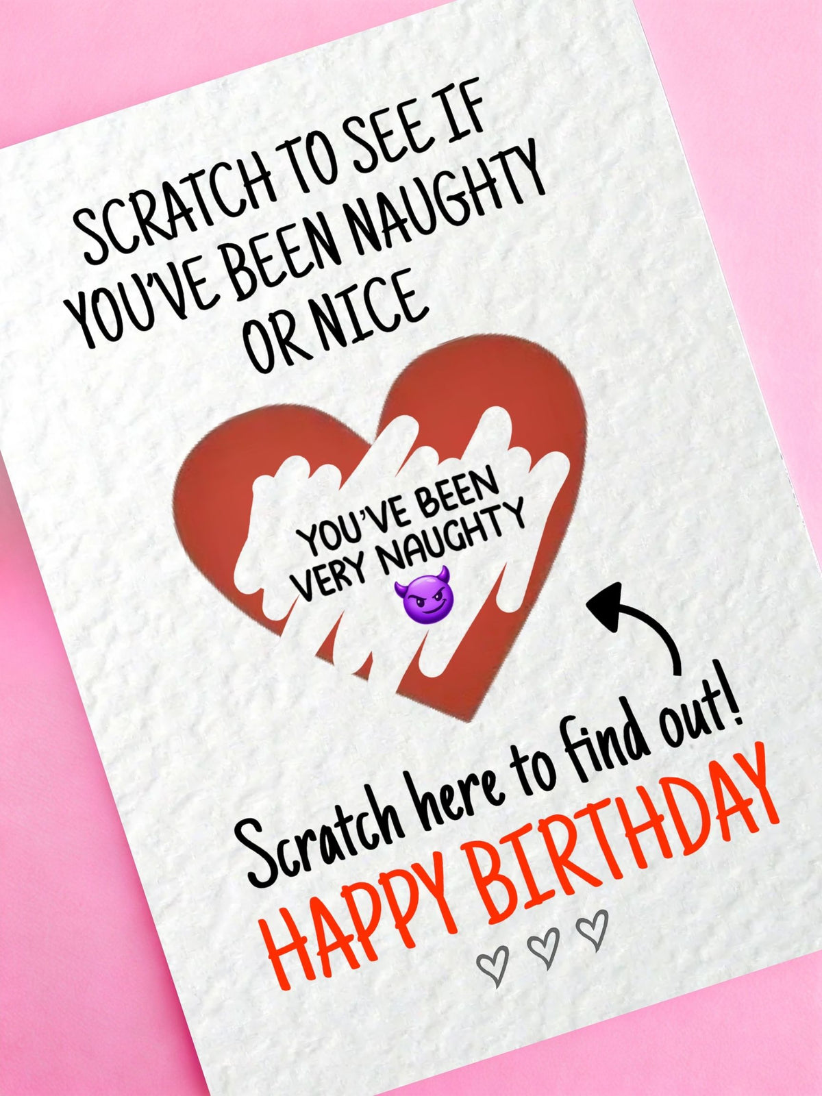 Funny Christmas Scratch Heart Card, Naughty Or Nice Reveal, Santa Gift Idea, Humorous, Joke Greeting For Partner