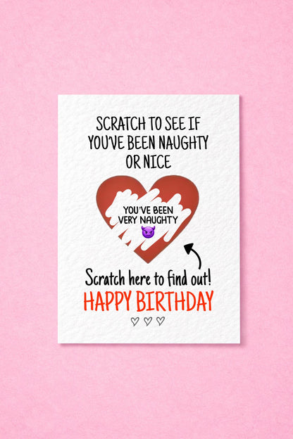 Funny Christmas Scratch Heart Card, Naughty Or Nice Reveal, Santa Gift Idea, Humorous, Joke Greeting For Partner
