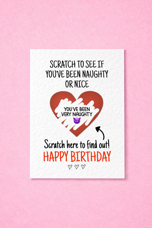 Funny Christmas Scratch Heart Card, Naughty Or Nice Reveal, Santa Gift Idea, Humorous, Joke Greeting For Partner