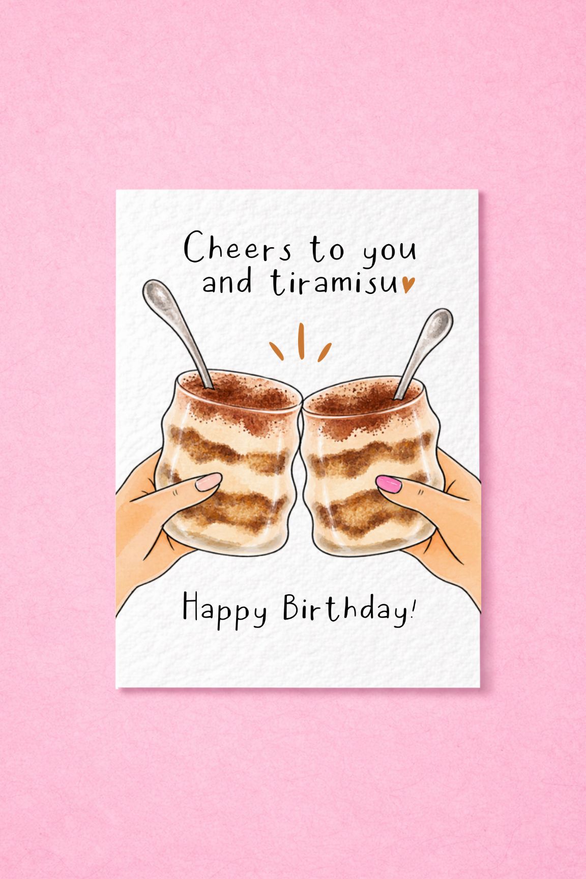 Tiramisu Birthday Card, Dessert Greeting, Cute Foodie Gift For Friend