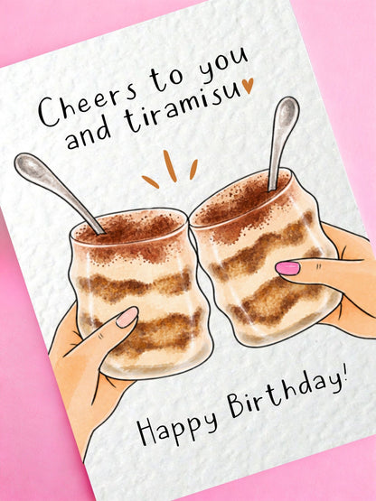 Tiramisu Birthday Card, Dessert Greeting, Cute Foodie Gift For Friend