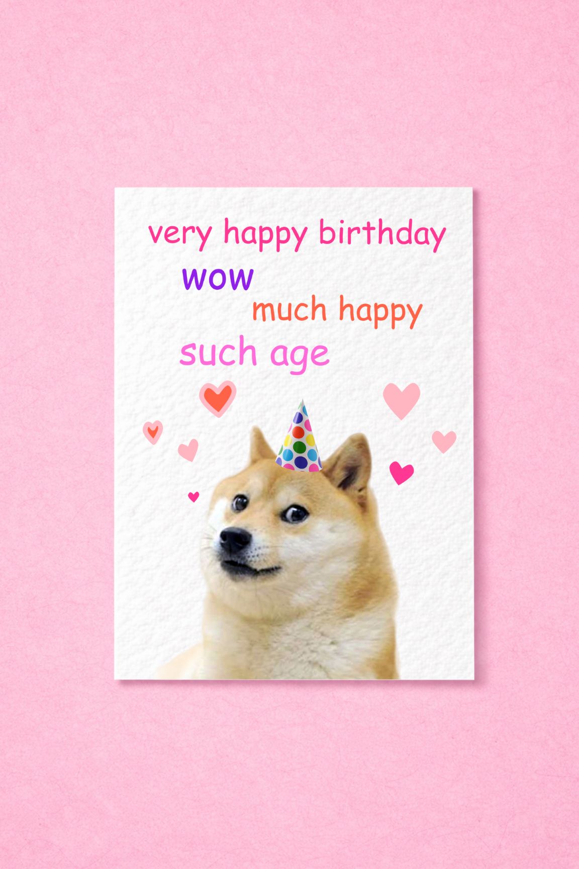 Cute Doge Viral Meme Greeting Card - Happy Birthday - Humorous Card - Funny Meme - Much Happy- Shiba Inu