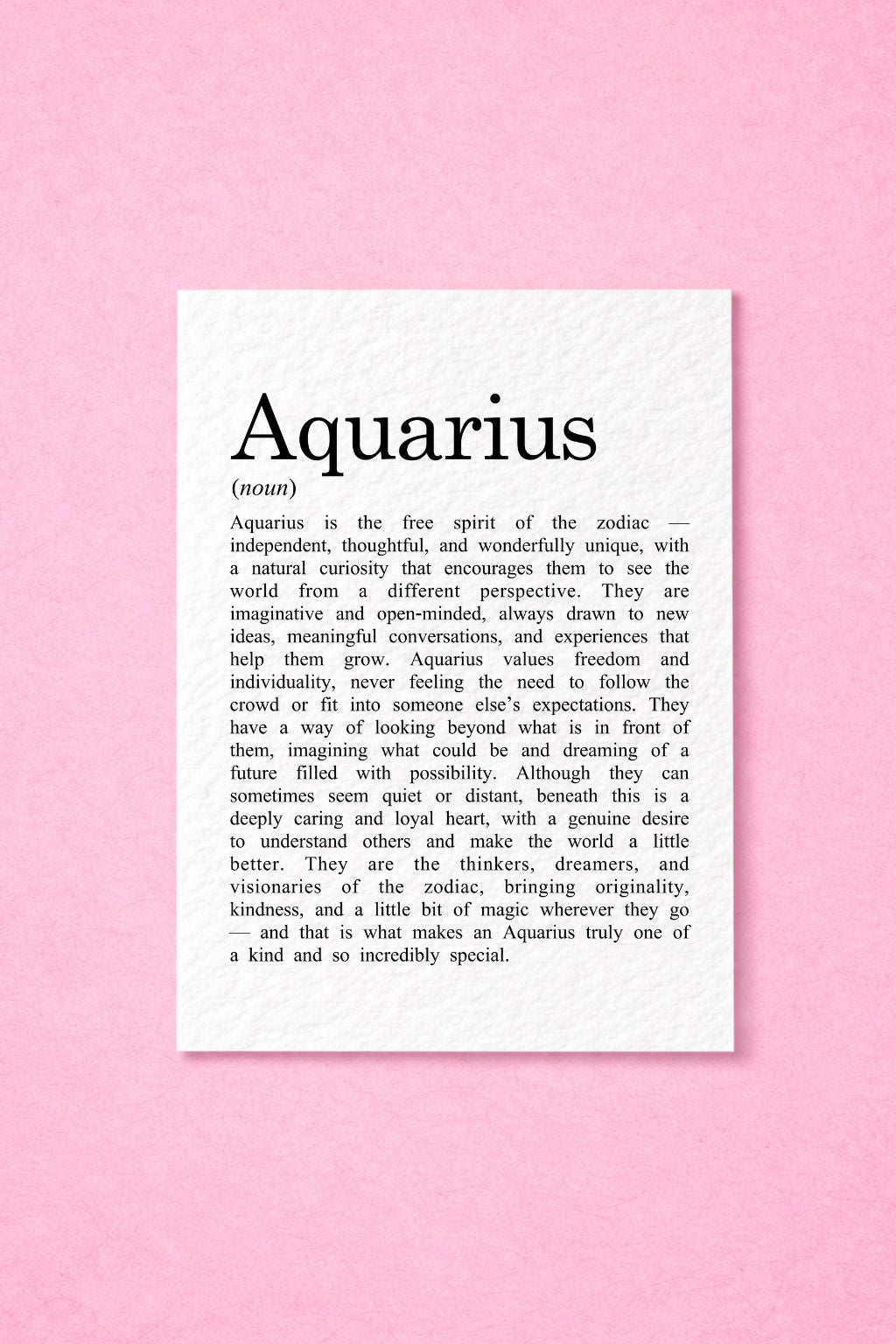 Aquarius Zodiac Card, Astrology Gift, Horoscope Keepsake, Air Sign Decor, Birthday Gift, Water Bearer Zodiac, Celestial Keepsake, Unique Aquarius Present