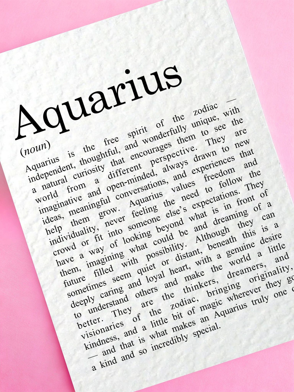 Aquarius Zodiac Card, Astrology Gift, Horoscope Keepsake, Air Sign Decor, Birthday Gift, Water Bearer Zodiac, Celestial Keepsake, Unique Aquarius Present