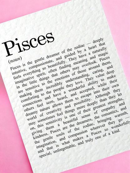 Pisces Zodiac Card, Astrology Gift, Horoscope Keepsake, Water Sign Decor, Birthday Gift, Pisces Gift, Zodiac Sign Keepsake, Dreamy Pisces