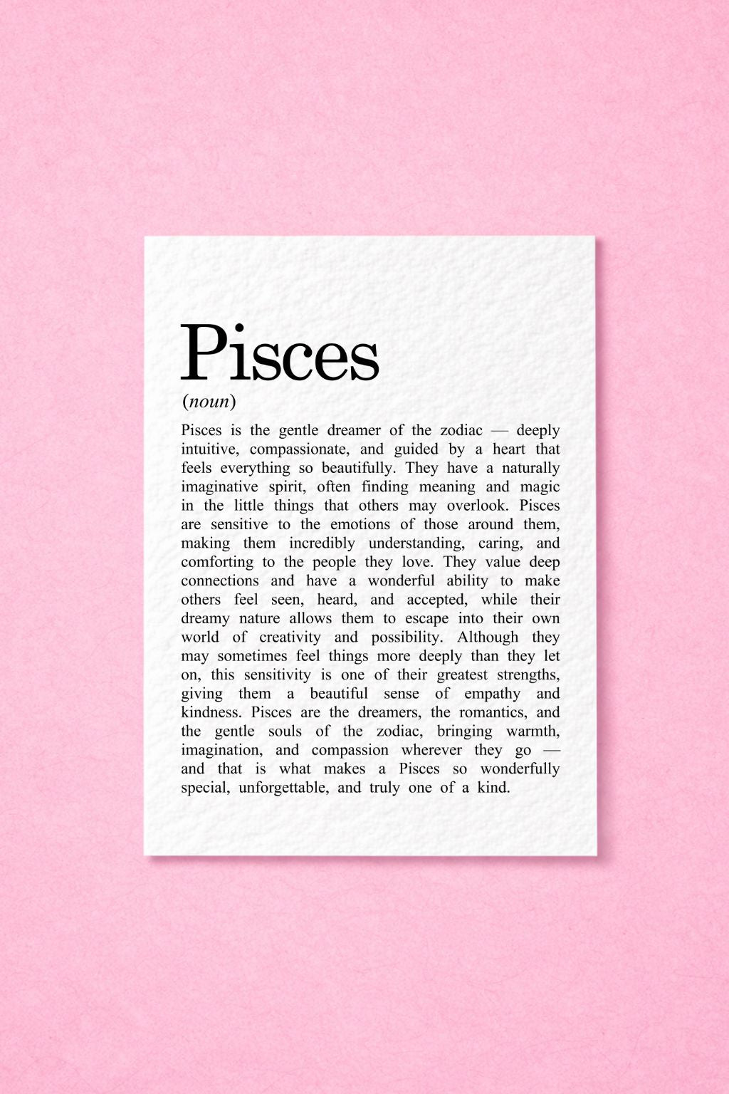 Pisces Zodiac Card, Astrology Gift, Horoscope Keepsake, Water Sign Decor, Birthday Gift, Pisces Gift, Zodiac Sign Keepsake, Dreamy Pisces
