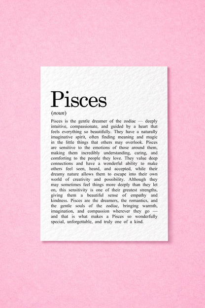 Pisces Zodiac Card, Astrology Gift, Horoscope Keepsake, Water Sign Decor, Birthday Gift, Pisces Gift, Zodiac Sign Keepsake, Dreamy Pisces