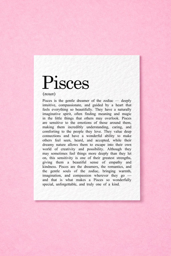 Pisces Zodiac Card, Astrology Gift, Horoscope Keepsake, Water Sign Decor, Birthday Gift, Pisces Gift, Zodiac Sign Keepsake, Dreamy Pisces