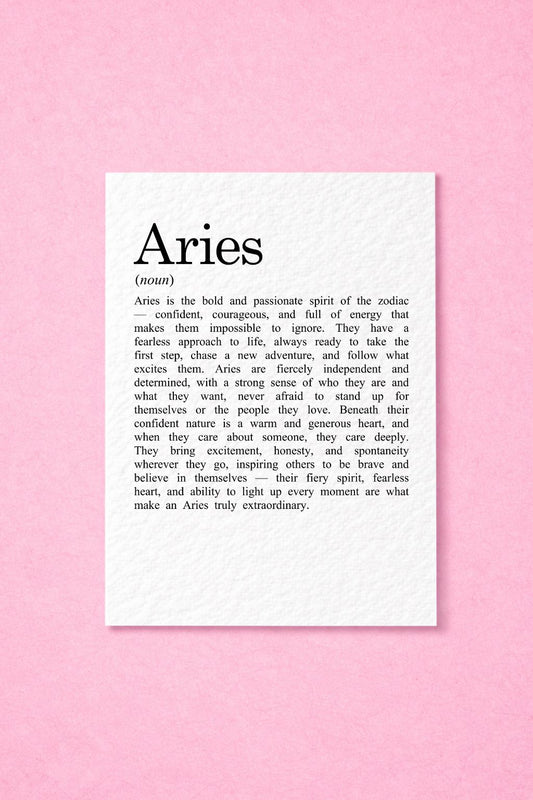 Aries Zodiac Card, Astrology Gift, Horoscope Keepsake, Fire Sign Decor, Birthday Gift, Aries Gift, Zodiac Sign Keepsake, Bold Aries Present