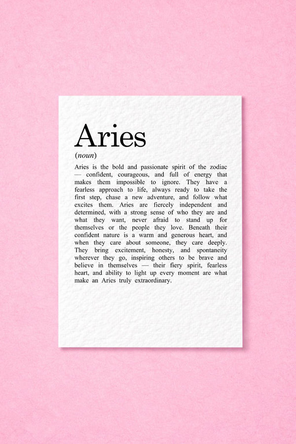 Aries Zodiac Card, Astrology Gift, Horoscope Keepsake, Fire Sign Decor, Birthday Gift, Aries Gift, Zodiac Sign Keepsake, Bold Aries Present
