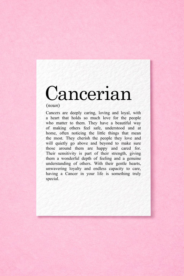 Cancer Zodiac Card, Astrology Gift, Horoscope Keepsake, Water Sign Decor, Birthday Gift, Cancer Gift, Zodiac Sign Keepsake