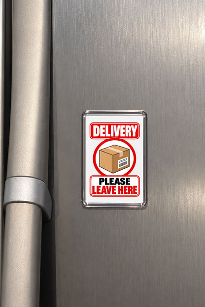 Delivery Please Leave Here Magnet, Package Drop-Off Sign, Parcel Instruction Plaque, Front Door Accessory, Courier Reminder