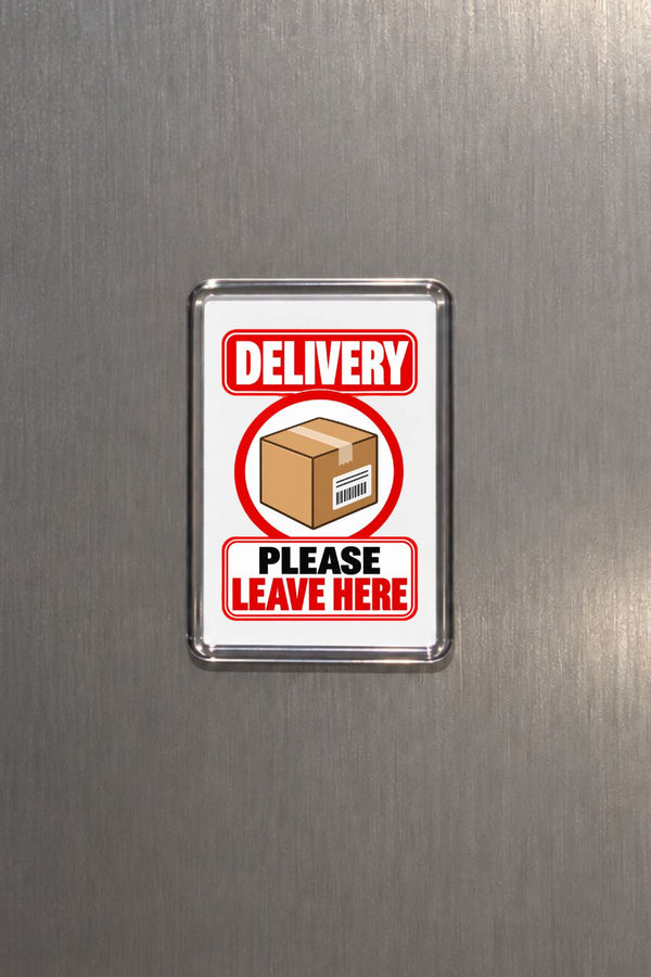 Delivery Please Leave Here Magnet, Package Drop-Off Sign, Parcel Instruction Plaque, Front Door Accessory, Courier Reminder