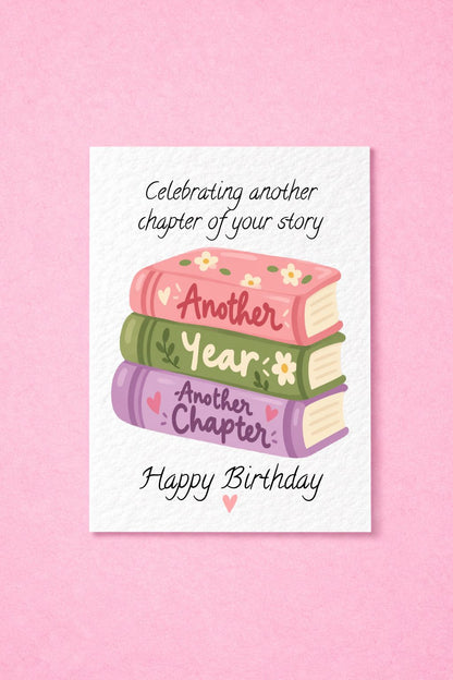 Birthday Card, Another Chapter, Book Lover Gift, Meaningful Greeting Literary Present