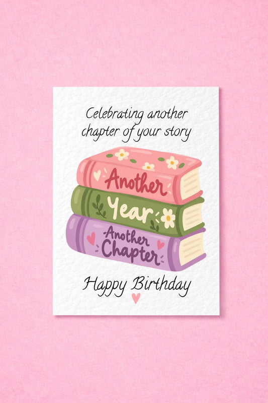 Birthday Card, Another Chapter, Book Lover Gift, Meaningful Greeting Literary Present