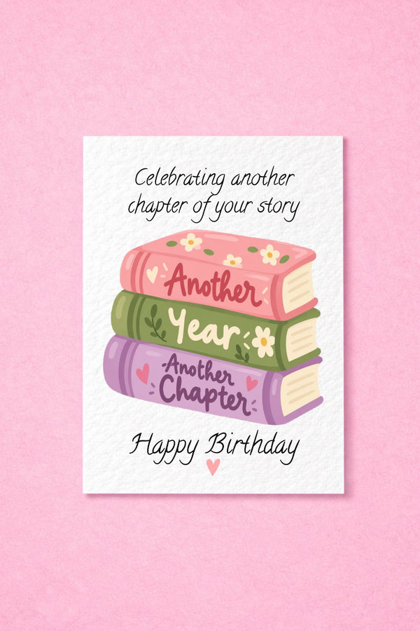 Birthday Card, Another Chapter, Book Lover Gift, Meaningful Greeting Literary Present