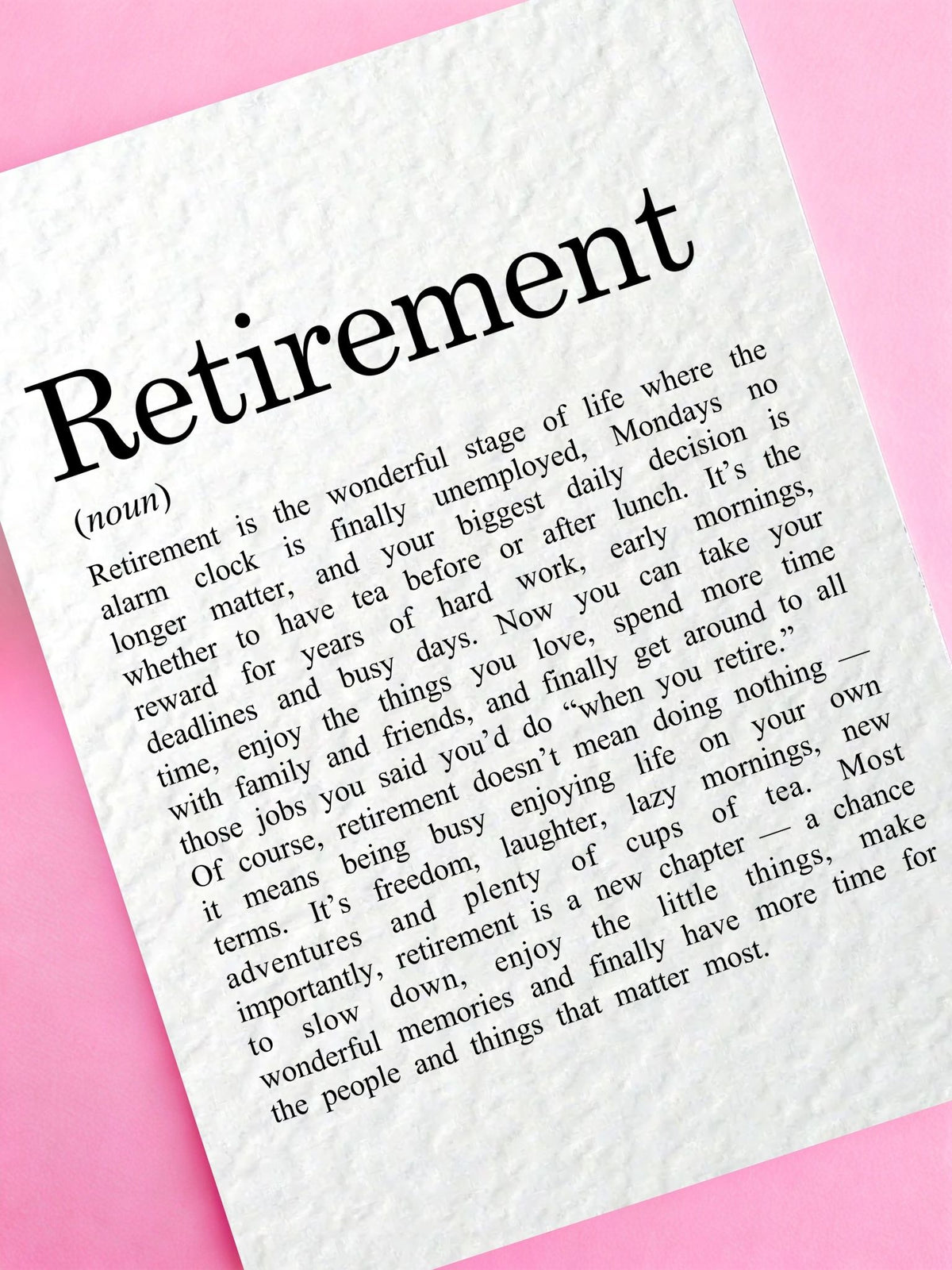 Retirement Definition Card, Farewell New Chapter, Well Deserved, Colleague Present, Workmate Celebration, Retirement Greeting Card