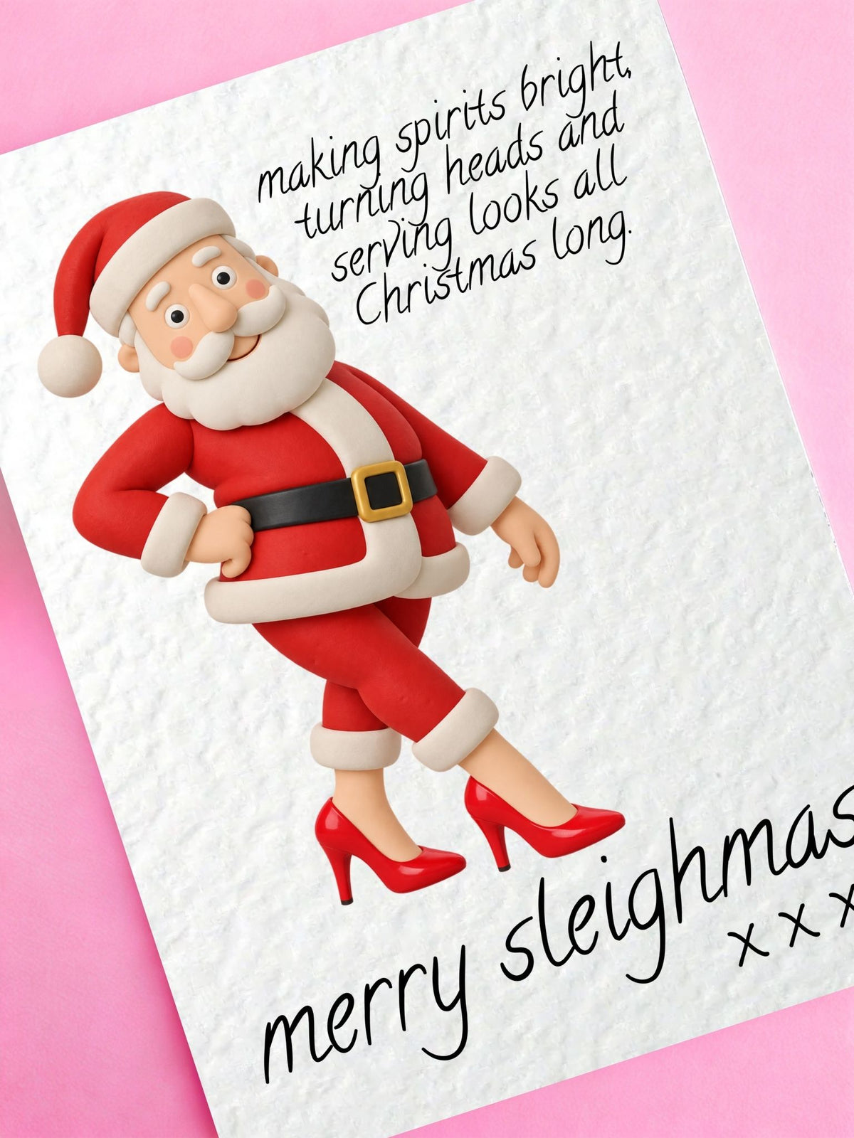 Funny Christmas Card, Santa Humor, Festive Greeting, Merry Sleighmas