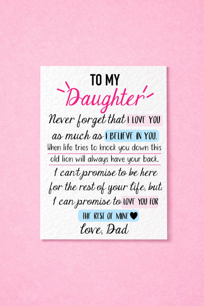 Thoughtful Birthday Card For Daughter, From Dad, I Believe In You, I Love You, Luxury Blank Card