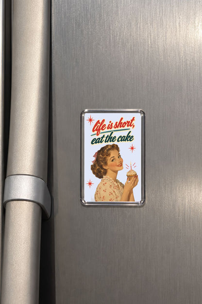 Retro Birthday Magnet, Vintage Cake and Candle Design, Funny Celebration, Nostalgic Gift