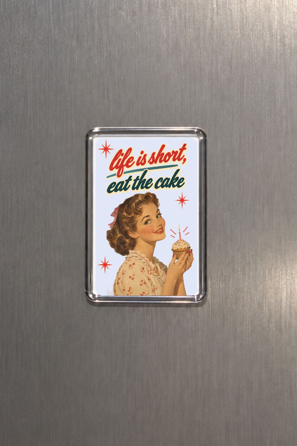 Retro Birthday Magnet, Vintage Cake and Candle Design, Funny Celebration, Nostalgic Gift