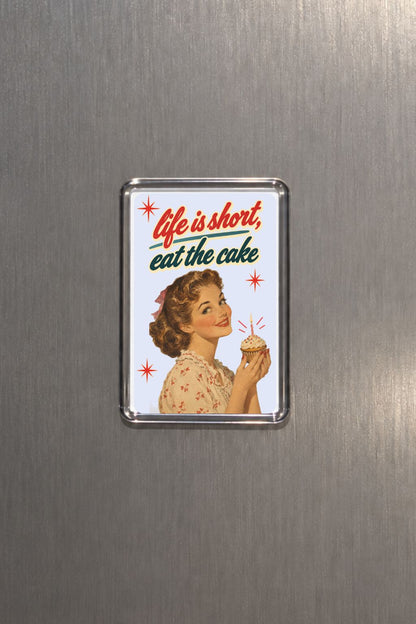 Retro Birthday Magnet, Vintage Cake and Candle Design, Funny Celebration, Nostalgic Gift
