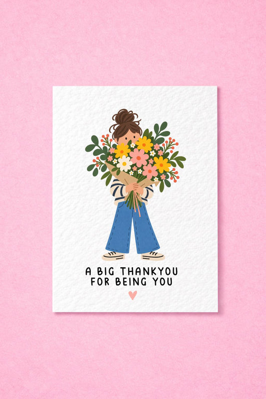 Thank You Card, Floral Bouquet Design, Appreciation Gift, Friendship Greeting, Thoughtful Keepsake