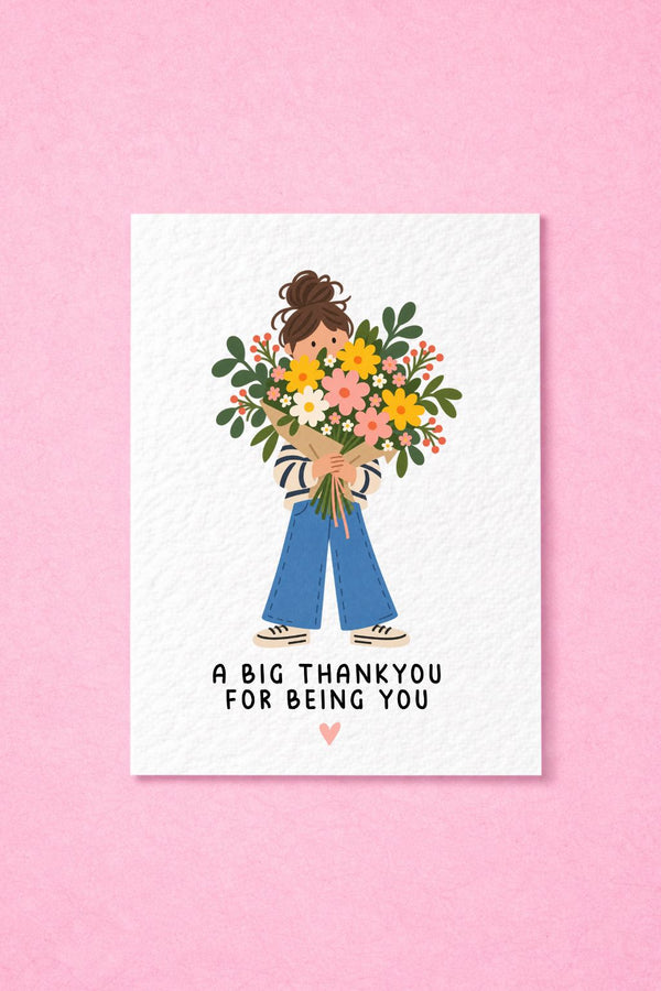 Thank You Card, Floral Bouquet Design, Appreciation Gift, Friendship Greeting, Thoughtful Keepsake