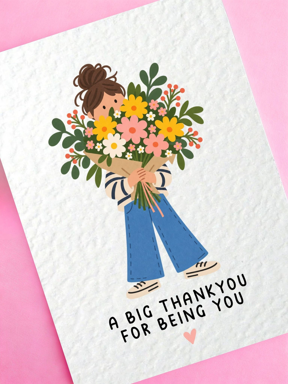 Thank You Card, Floral Bouquet Design, Appreciation Gift, Friendship Greeting, Thoughtful Keepsake