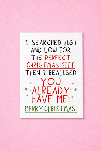 Christmas Humour Greeting Card, Funny Gift Message, Playful Holiday Design, Cheeky Seasonal Keepsake