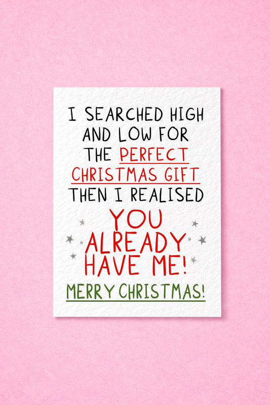 Christmas Humour Greeting Card, Funny Gift Message, Playful Holiday Design, Cheeky Seasonal Keepsake
