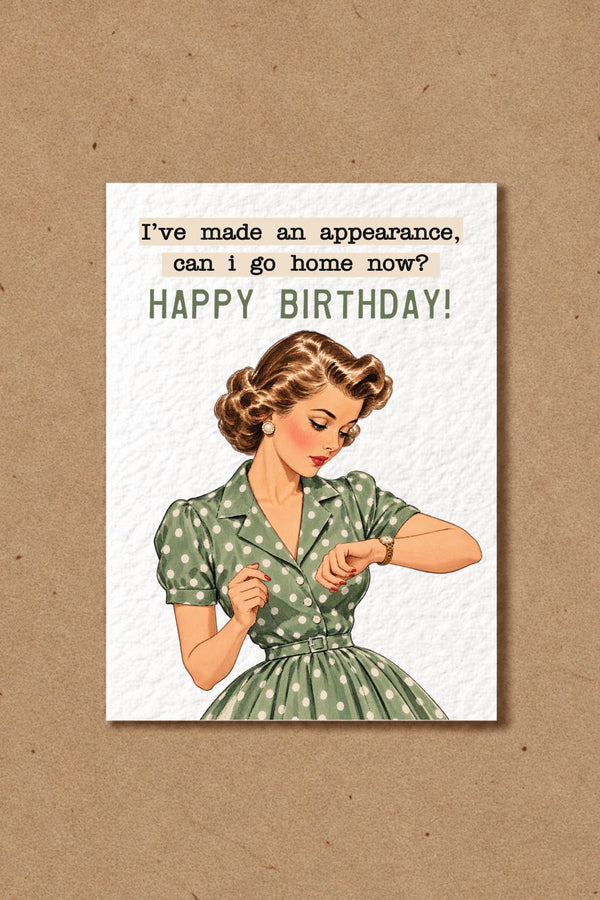 Funny Birthday Greeting Card, Retro Woman Design, Cheeky Relatable Birthday Humour For Friend