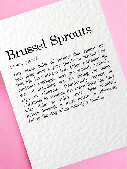 Funny Brussels Sprouts Christmas Card, Festive Food Humour, Cheeky Xmas Greeting, Novelty Roast Dinner Card