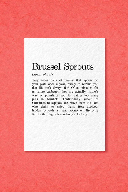 Funny Brussels Sprouts Christmas Card, Festive Food Humour, Cheeky Xmas Greeting, Novelty Roast Dinner Card