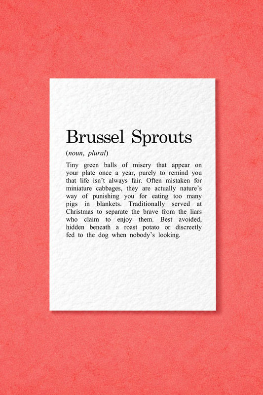 Funny Brussels Sprouts Christmas Card, Festive Food Humour, Cheeky Xmas Greeting, Novelty Roast Dinner Card