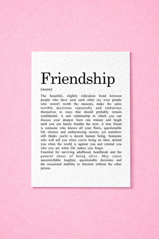 Funny Friendship Definition Card, Best Friend Birthday Gift, Heartfelt Humour, Unique Friendship Greeting
