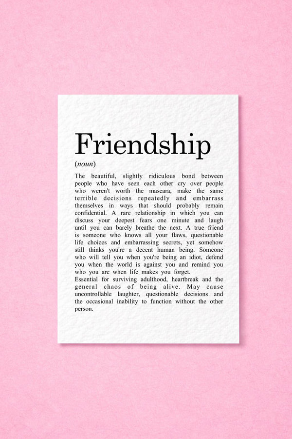 Funny Friendship Definition Card, Best Friend Birthday Gift, Heartfelt Humour, Unique Friendship Greeting