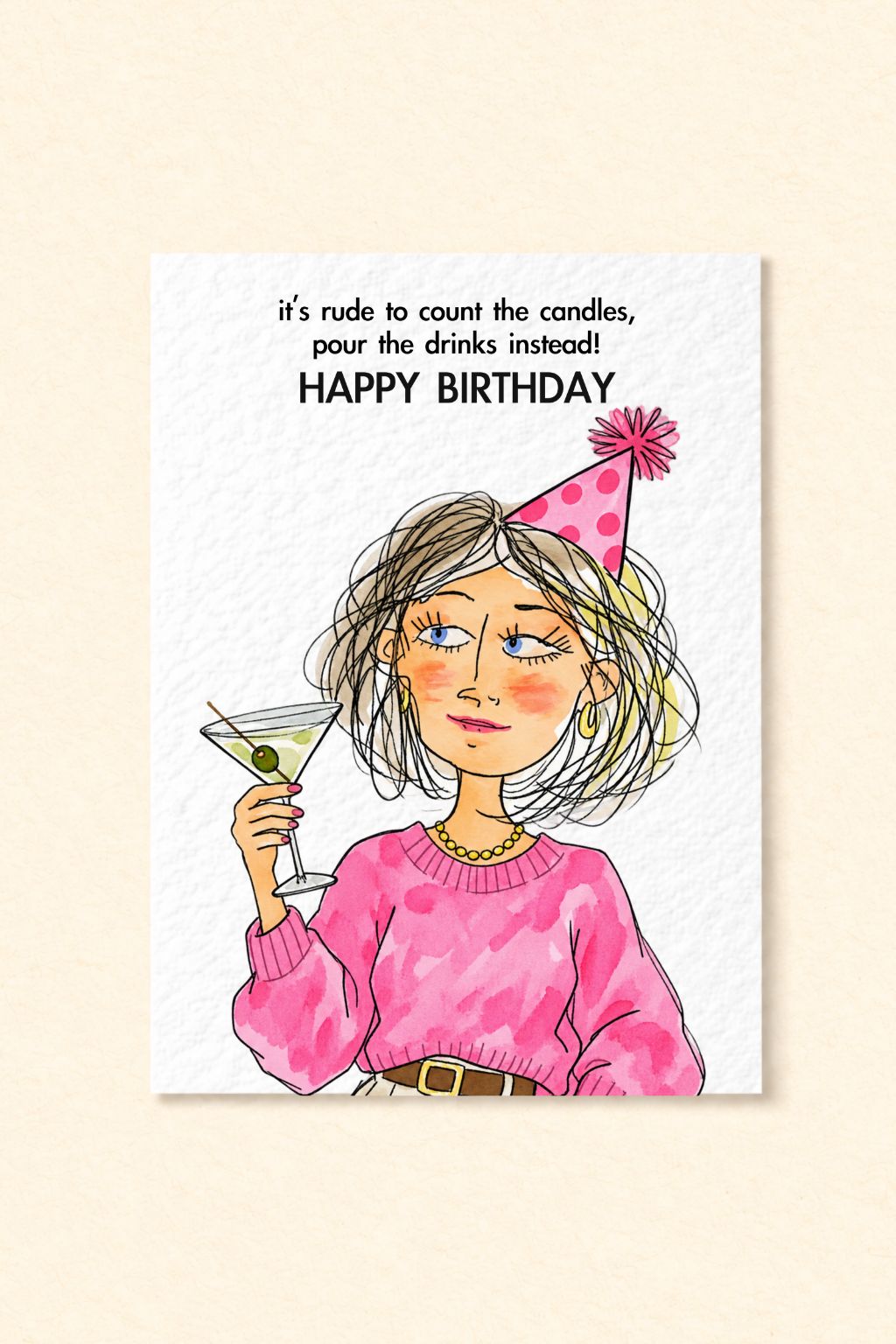 Funny Birthday Card for Her, Cocktail Greeting, Cheeky Drinking Humour, Martini Lover Card, Sassy Humorous Card for Friends