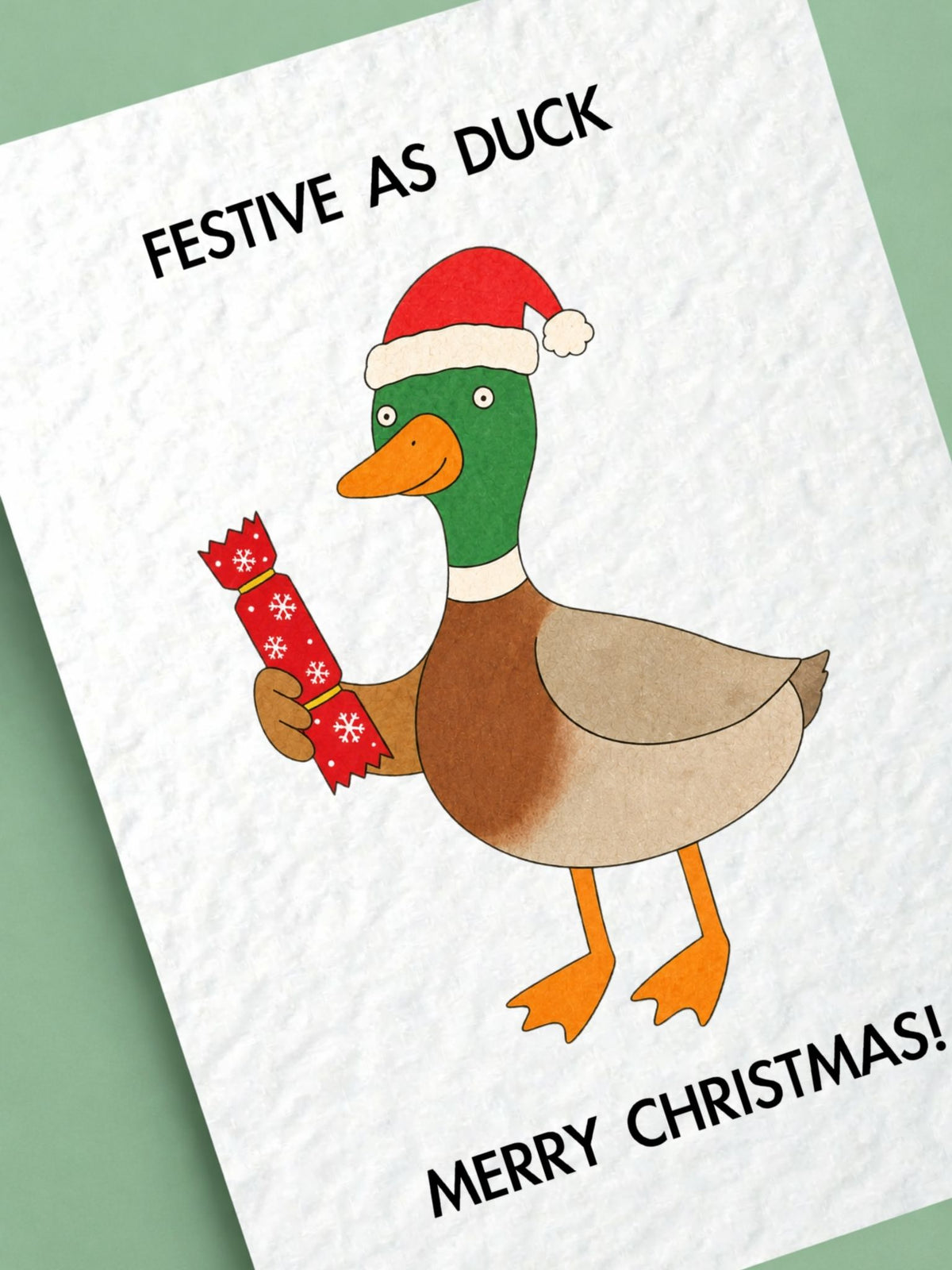 Funny Christmas Festive As Duck Card, Festive Pun, Cracker Greeting