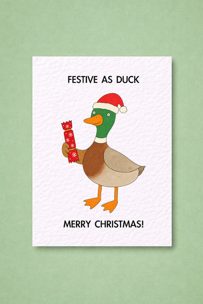 Funny Christmas Festive As Duck Card, Festive Pun, Cracker Greeting