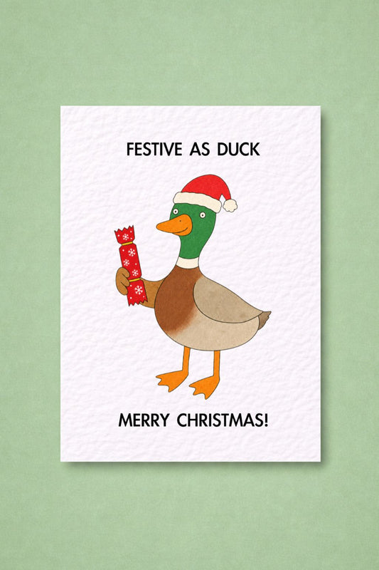 Funny Christmas Festive As Duck Card, Festive Pun, Cracker Greeting