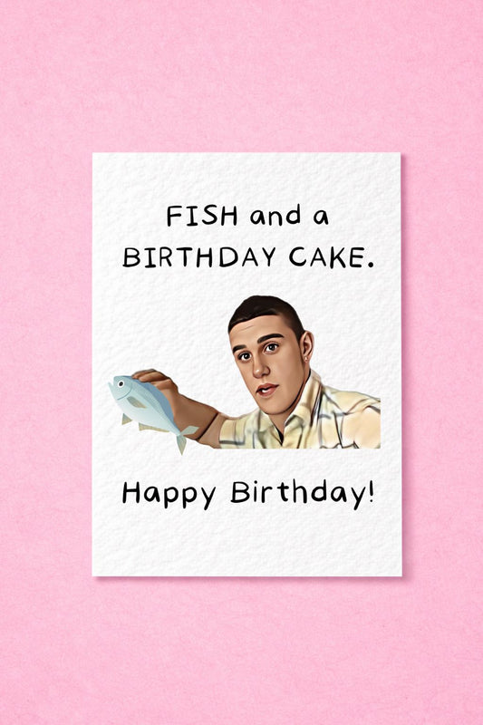 Fish and a Birthday Cake Meme Birthday Card - Happy Birthday - Humorous Card - Funny Internet Meme - Rice Cake