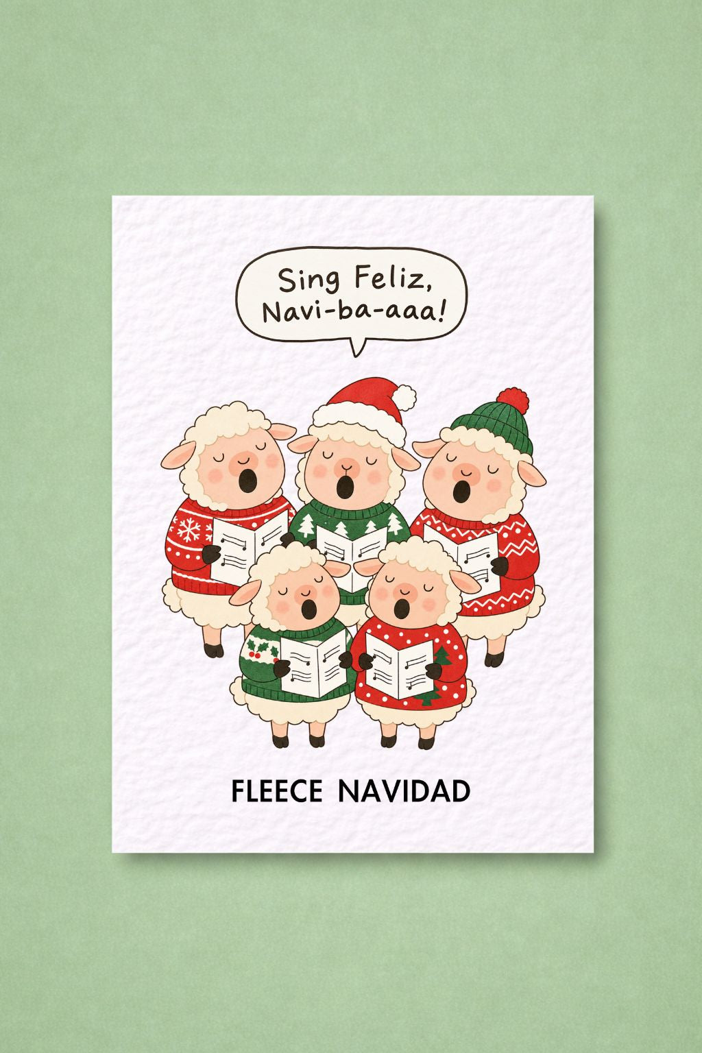 Funny Christmas Sheep Card, Festive Animal Pun, Cute Christmas Carol Singers, Holiday Humour