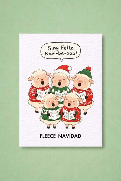 Funny Christmas Sheep Card, Festive Animal Pun, Cute Christmas Carol Singers, Holiday Humour
