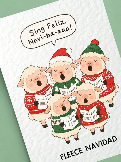 Funny Christmas Sheep Card, Festive Animal Pun, Cute Christmas Carol Singers, Holiday Humour