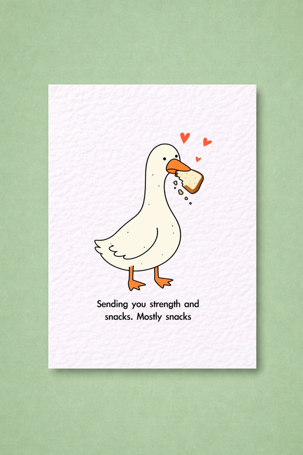 Just Because, Sympathy, Get Well Soon Snack Card, Duck Snack Humour, Cute Animal Illustration, Feel Better Greeting