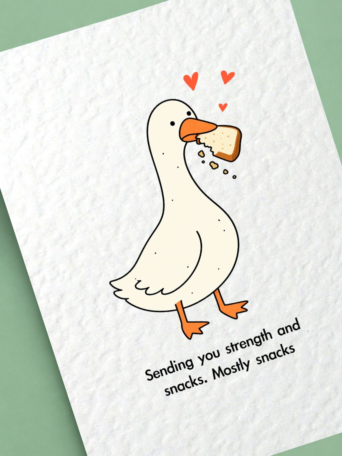 Just Because, Sympathy, Get Well Soon Snack Card, Duck Snack Humour, Cute Animal Illustration, Feel Better Greeting